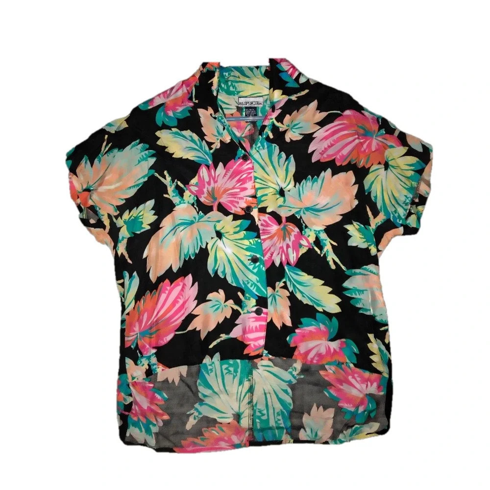 H.L. Spencer Beautiful Hawaiian Shirt. 3/4ths in front cute cutoff - Picture 1 of 5